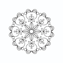Zen Floral Mandala Line Art – Printable Coloring Sheet for Relaxation. abstract floral ornament