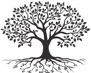 Obraz premium Black Tree Roots Silhouette Illustration