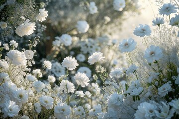Captivating White Floral Tapestry Inspired by Nature's Beauty and Romance