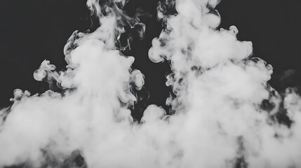 Naklejka premium Abstract white smoke clouds on black background.