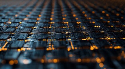 Abstract integrated circuit design symbolizing futuristic innovation and technological advancement.
