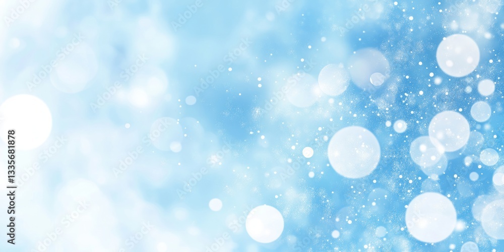 Poster dreamy bokeh lights and soft particles create a blue abstract