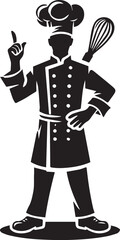 chef and cooking illustration, chef and cooking logo silhouette vector full body