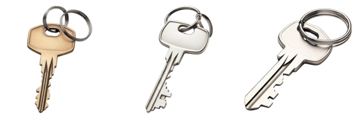 Home key with keychain isolated on transparent background.PNG Set of