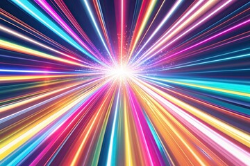Obraz premium Vibrant Multi-Colored Motion Strips with Radiant Rays and Sparkling Energy for Graphic Design