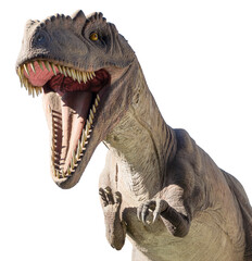Dinosaurio T-Rex o Tyrannosaurus Rex, feroz y aterrador con dientes afilados. Sin fondo o transparente.  © Will Labrador
