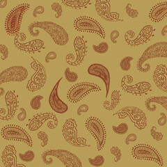 Paisley background paper or fabric, with floral damask and baroque, seamless ornamental pattern