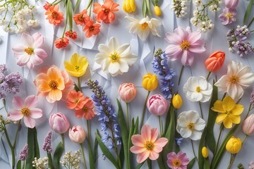 Fototapeta premium Stunning Spring Floral Patterns on Pastel Paper Background