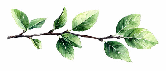 Fototapeta premium Green branch leaves nature spring design