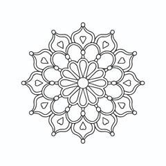 Easy Floral Mandala Coloring Page for Mindfulness & Relaxation. ornamental round lace pattern