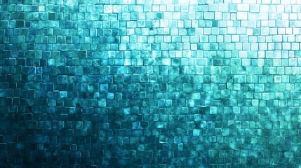 Abstract mosaic teal square tiles background with gradient texture