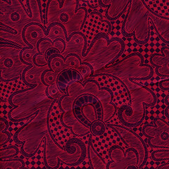 Paisley background paper or fabric, with floral damask and baroque, seamless ornamental pattern
