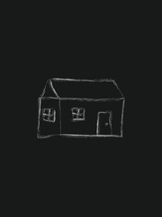 House chalk doodle, Flat Icon