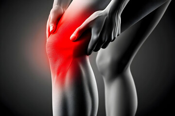 Naklejka premium Knee pain, medical illustration, healthcare, dark background