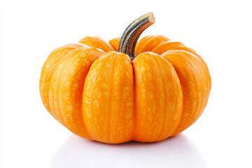 Fototapeta premium Fresh Orange Pumpkin Isolated on White Background for Autumn and Halloween Themes