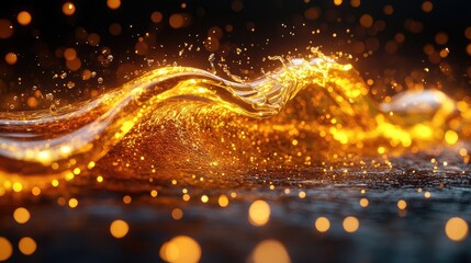 Naklejka premium Golden liquid waves in motion