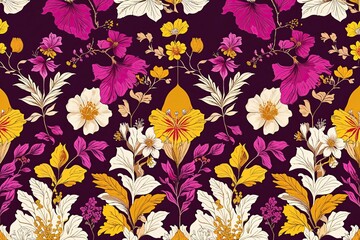 Vibrant Botanical Design Ideas Featuring Magenta Yellow and Cream Color Schemes