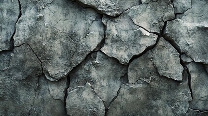 Obraz premium Cracked Stone Texture: Detailed shot of weathered grey stone revealing deep cracks, offering a stark display of texture, age, and the passage of time. A symbol of resilience.