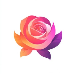 Vibrant Gradient Rose Flower Logo Design, Simple Circular Shape, Modern Vector Illustration