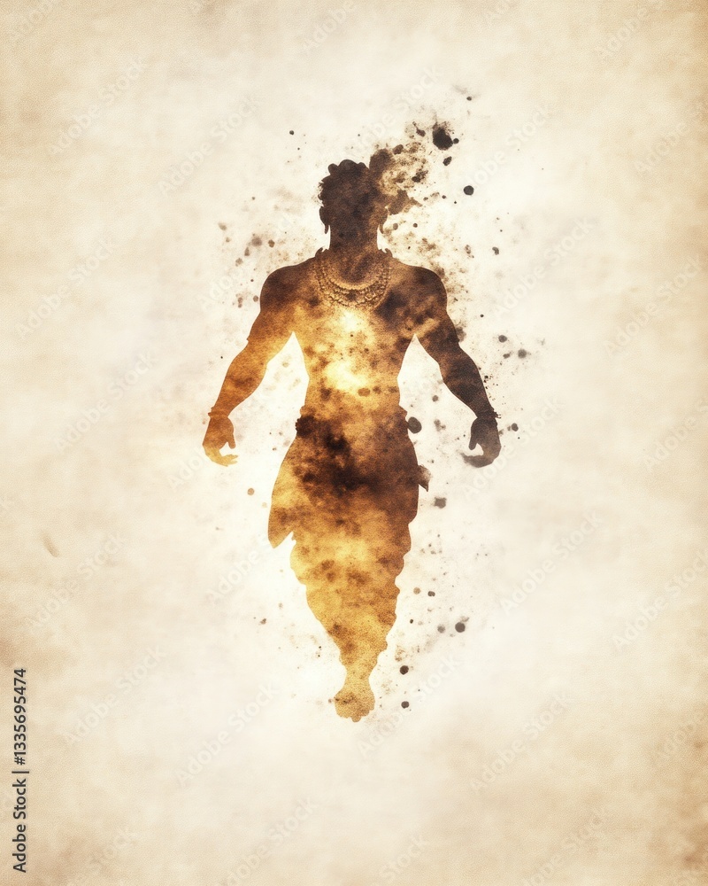 Poster mythical warrior emerges from shadows ancient realm digital art ethereal setting dynamic perspective