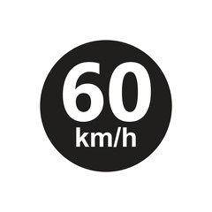Speed limit 60 kmh Sticker vector illustration