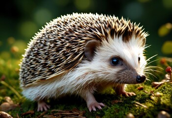 Sitting on moss-covered ground with blurred background