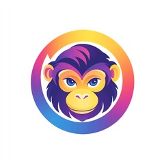 Vibrant Monkey Face in a Colorful Circular Gradient Logo Design