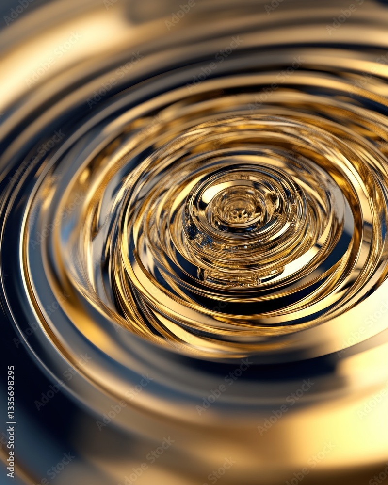 Poster dynamic golden ripples abstract art digital visualization close-up fluid motion illuminated textures