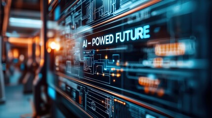 Obraz premium Digital display showcasing AI technology and futuristic concepts.