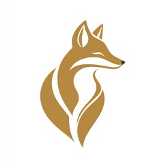 Obraz premium Elegant Fox Design A Golden Silhouette Against a White Background, Graceful Pose, Serene Atmosphere