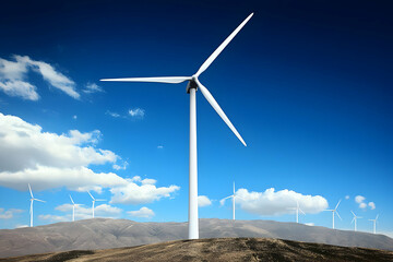 Wind turbines generating clean energy on a hillside