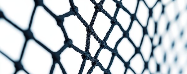 Naklejka premium Close-up of a black net against a bright background, creating a geometric pattern.