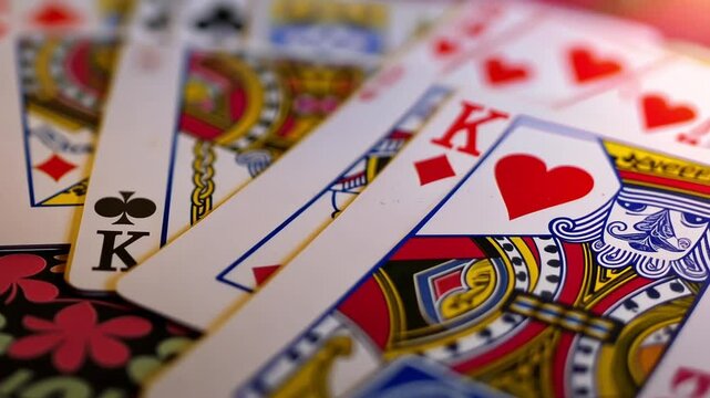 Poker game with playing cards and chips 4K