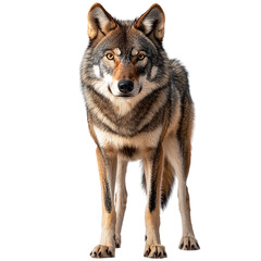 Fototapeta premium Full body portrait of a wolf, isolated on transparent background.