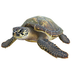 Fototapeta premium Old hawaiian green sea turtle on transparent background (png).