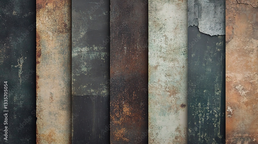 Aufkleber rustic textures: a collection of weathered surfaces showcases a captivating display of textures, inv