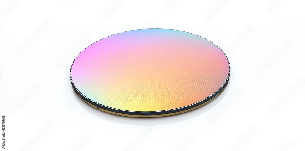 Aufkleber a reflective circular object displaying a spectrum of colors, likely a thin film or optical componen