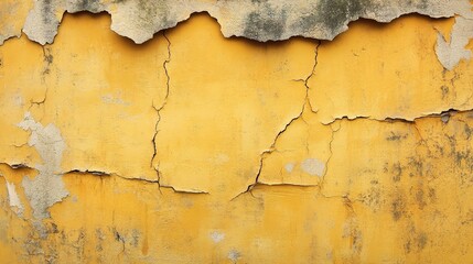 Obraz premium Weathered Elegance: A close-up view of an aged exterior wall showcasing flaking paint, revealing the textured layers beneath, evokes a sense of timeless beauty and history.