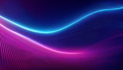 Abstract background of a blue and purple gradient with wavy dotted patterns, ideal for digital designs and wallpapers. Abstract futuristic blue and pink wave with moving dots.