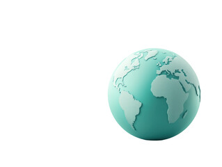 Fototapeta premium Minimalist Turquoise Earth Globe on White Background: Modern Global Concept