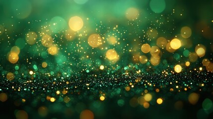 Emerald and Gold Glitter Sparkle Background