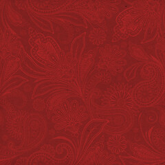 Paisley background paper or fabric, with floral damask and baroque, seamless ornamental pattern