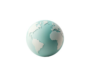 Fototapeta premium Minimalist Globe on White Background: Elegant Earth Representation in Soft Pastel Tones