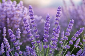 Fototapeta premium Romantic Floral Background with Beautiful Lavender Blossoms