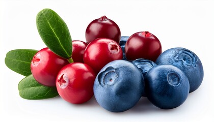 blueberries and cranberries with leaves
