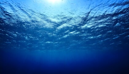 Dark blue ocean surface seen from underwater