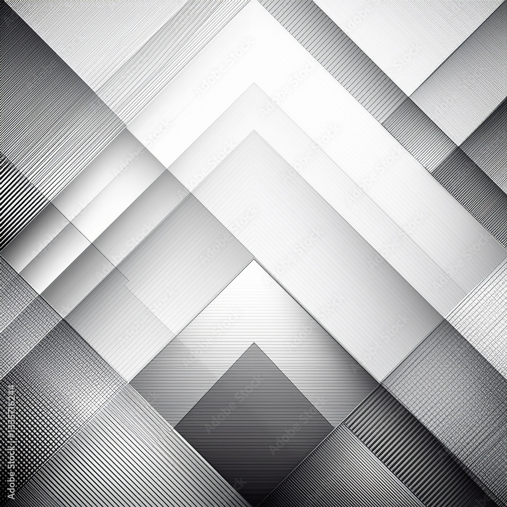 Poster abstract white background with texture pattern, layered geometric triangle shapes, white and grey gl