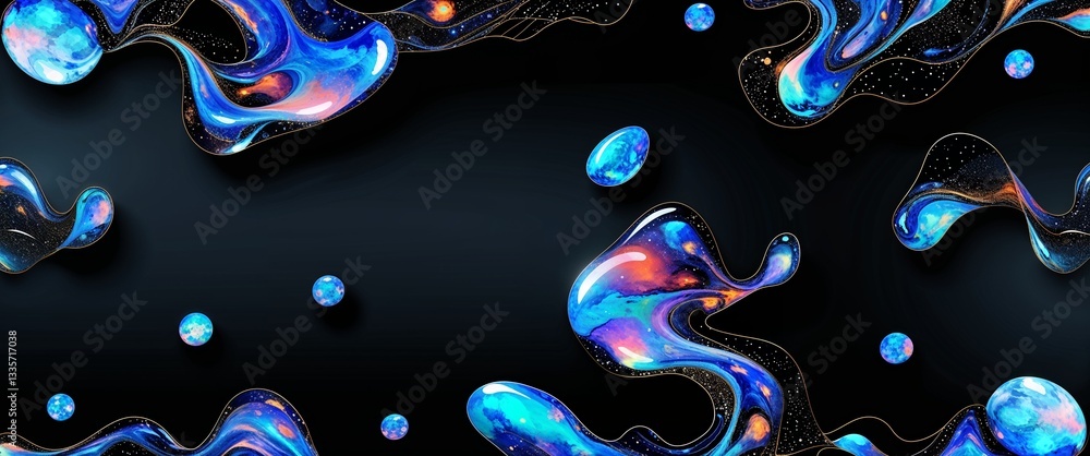 Poster opal pattern on black plain background digital abstract art work illustration design