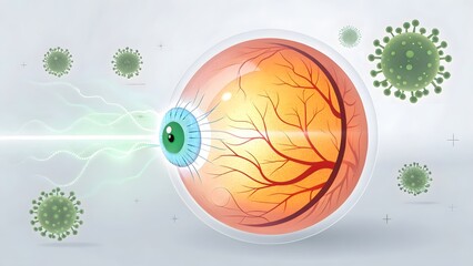 Fototapeta premium Artistic Illustration of Eye and Virus Interaction in Digital Design