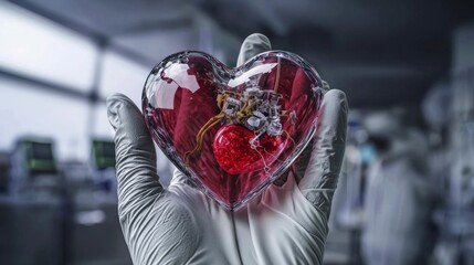 Heart Health  Doctor s Hand Holding Glass Heart Model  Medical Research  Organ Donation